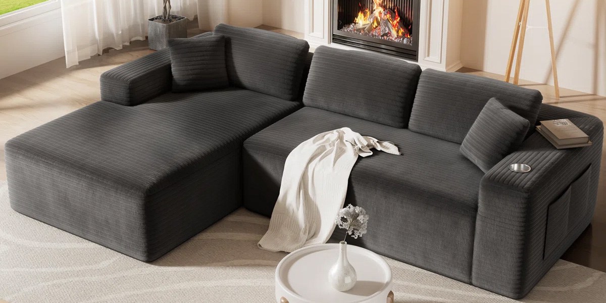 Mercer41 Deep Seat Corduroy Boneless Couch