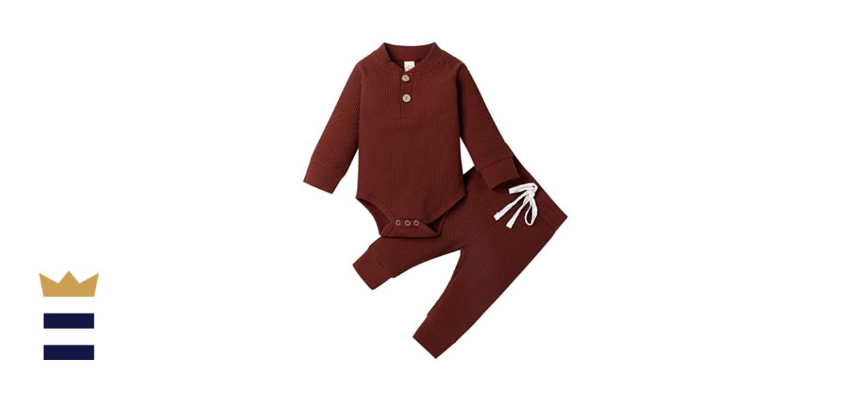 Newborn Baby Girl Boy Fall Long Sleeve Knitted Cotton Romper &amp; Pants