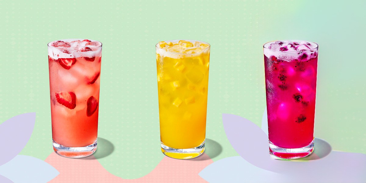 Three Starbucks refresher drinks