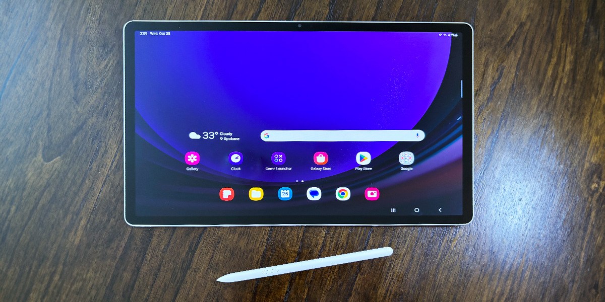 Samsung Galaxy Tab S9+ on table with S-Pen