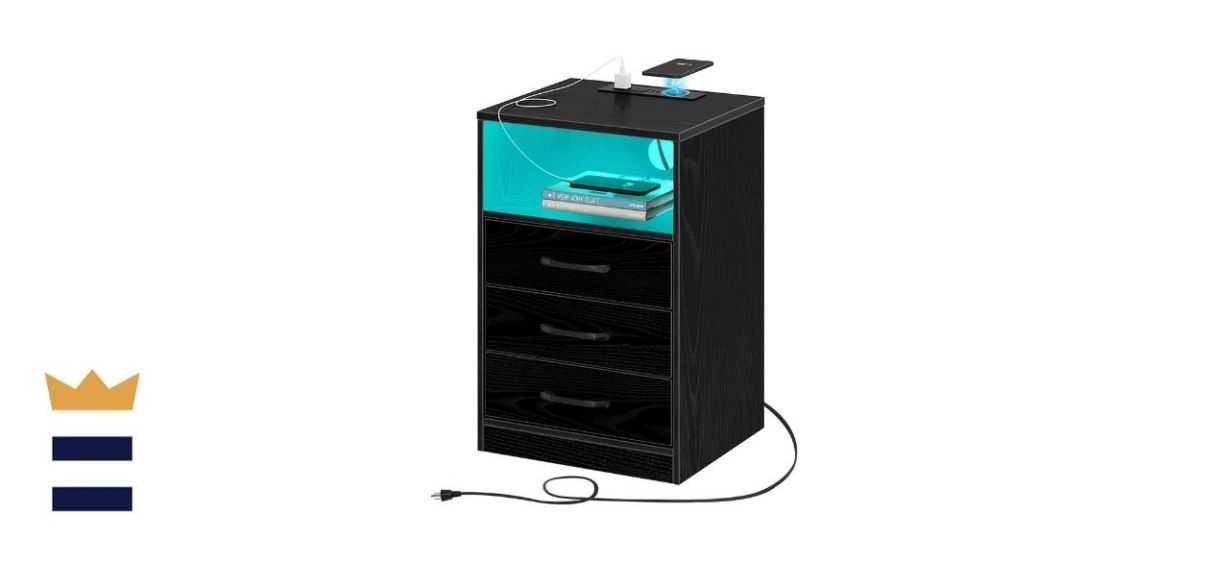 Seventable Nightstand with Wireless Charging and LED Lights