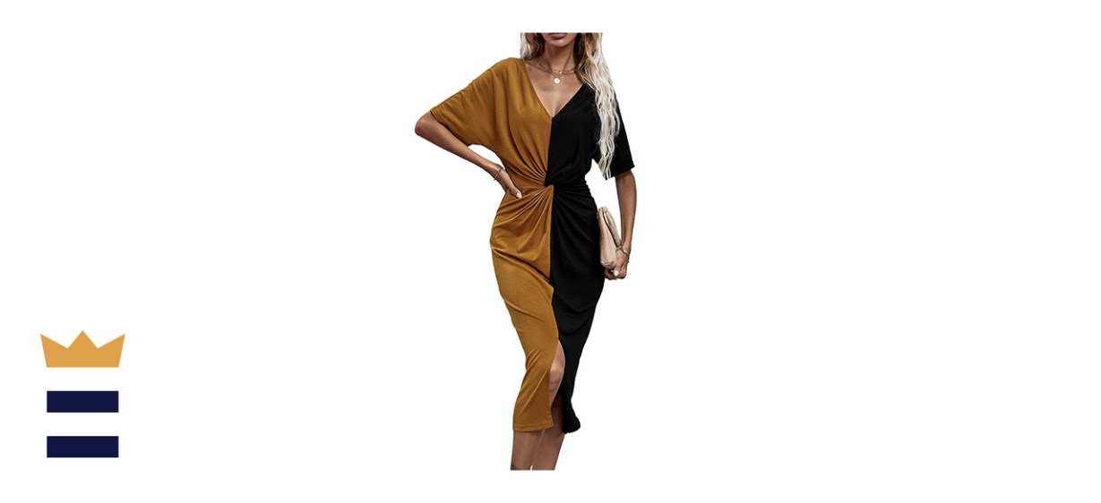 Sheln Color Block Twist V-Neck Dress