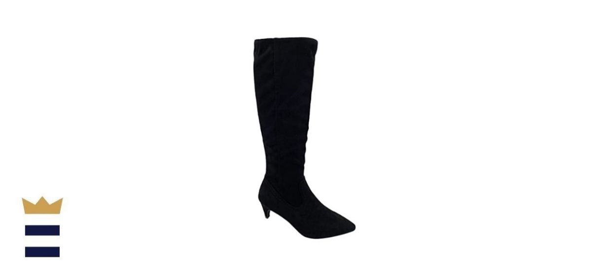 Wild Diva Women's Fashion Kitten Heel Pointed Toe Knee High Boots
