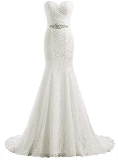 Adrianna Papell Lace V-Neck Sash Gown