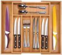 Utoplike Bamboo Expandable Cutlery Organizer Tray