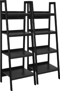 Ameriwood Home Lawrence 4-Shelf Ladder Bookcase Bundle in Black