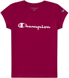 Champion Girls' Heritage Short Sleeve Script Logo Tee Shirt