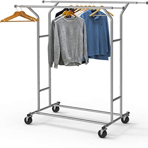 Simple Houseware Heavy Duty Double Rail Clothing Garment Rack