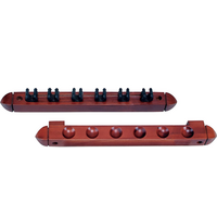 Outlaw Standard 6 Pool Cue Stained Wood Wall Rack with Clips