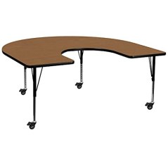 Flash Furniture Mobile Horseshoe Oak Thermal Laminate Activity Table