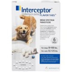 Interceptor Tablets for Dogs 51-100 lbs & Cats 12.1-25 lbs, 6 treatments