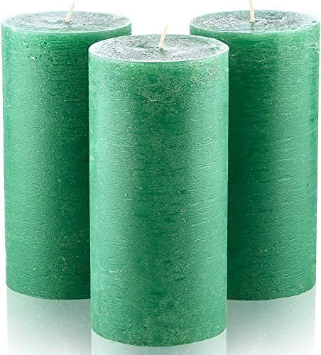 Melt Candle Company Dark Green Unscented Pillar Candles