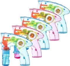 Prextex Multicolor Wind Up Bubble Guns, 5-Pack