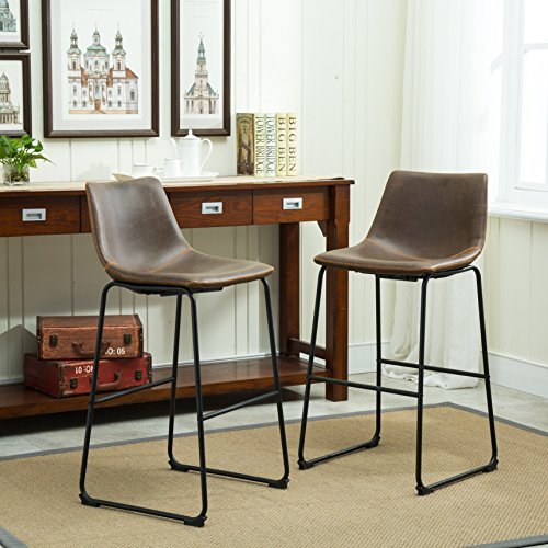 Roundhill Furniture Lotusville Vintage PU Leather Barstools