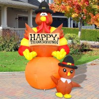 GOOSH Inflatable Turkey on a Pumpkin